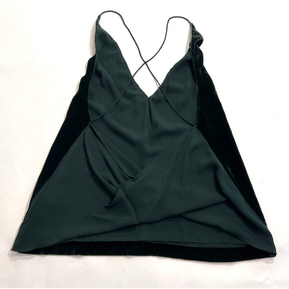 Dion Lee Silk Velvet Fine Line Cami Top in Deep Green - Picture 4 of 5